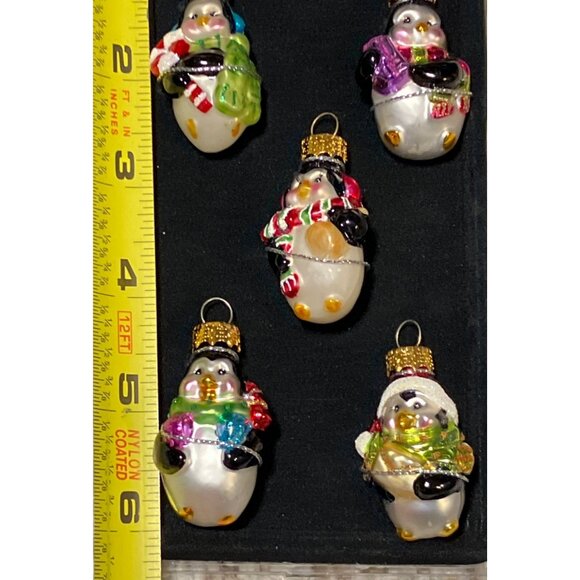 Penguin Glass Ornaments Set of 5 Small Ornaments - Picture 7 of 10